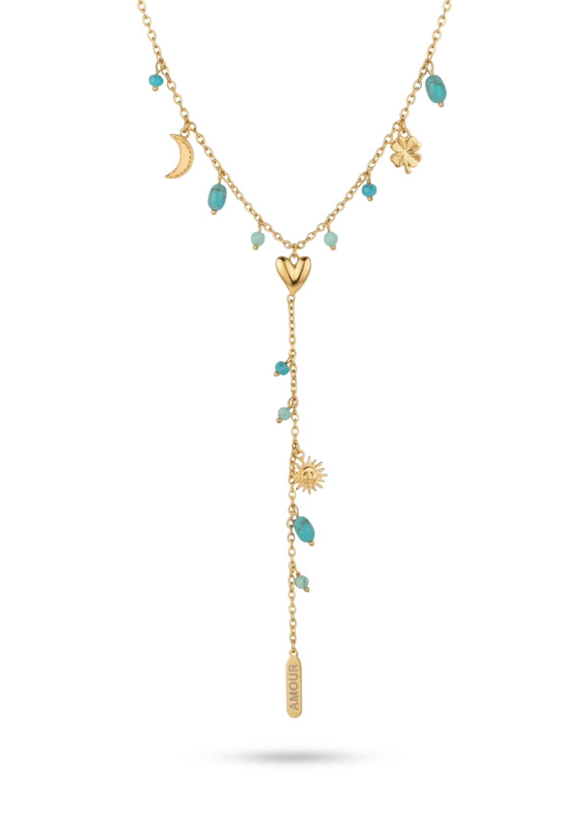 Collier en Y Charms Turquoise