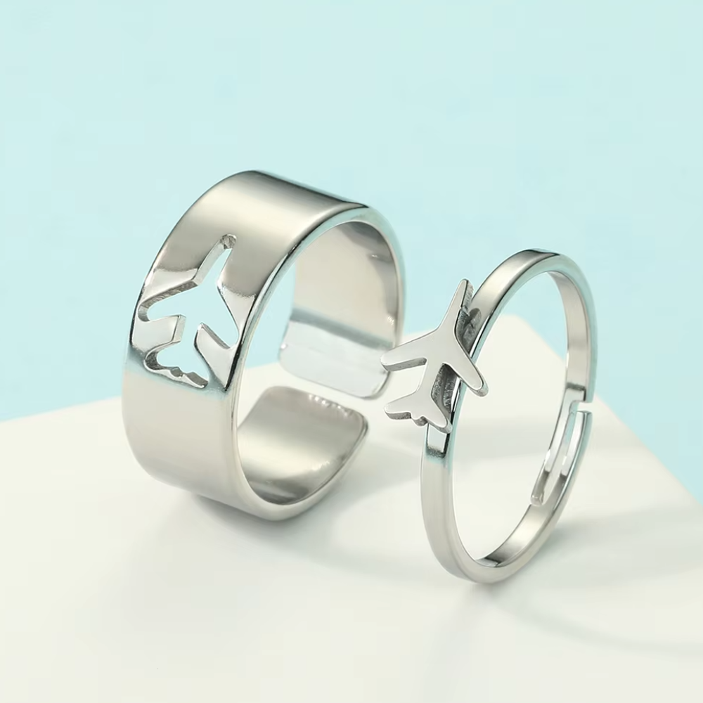 Double Bague Avion Argent