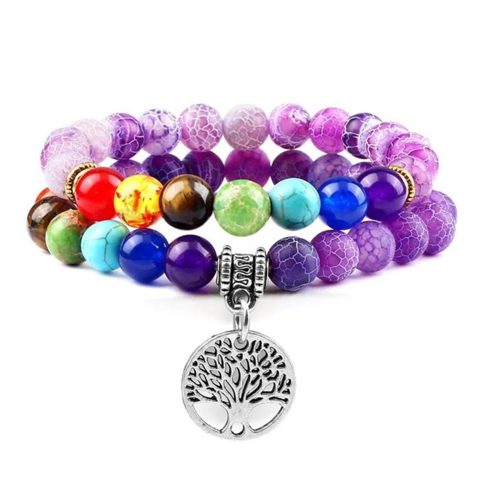 Double Bracelet Arbre de Vie violet