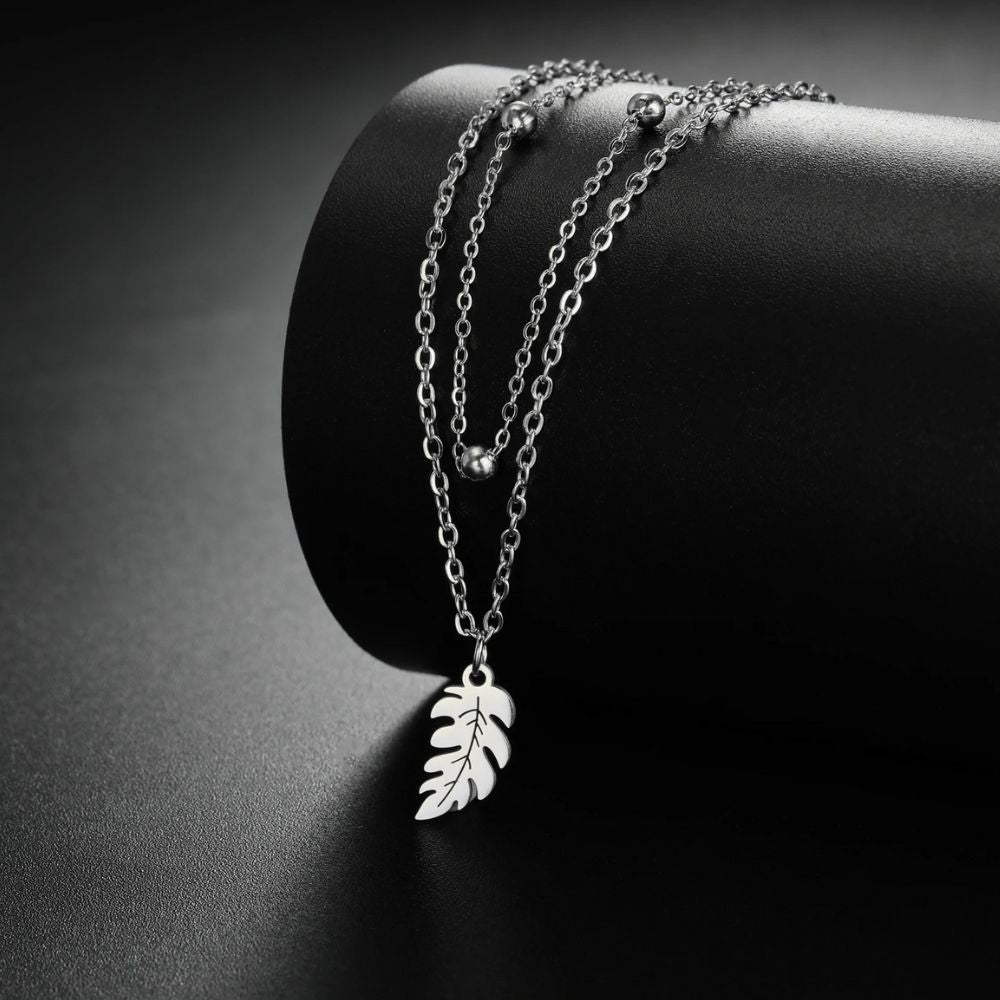 Double Collier Plume Argent