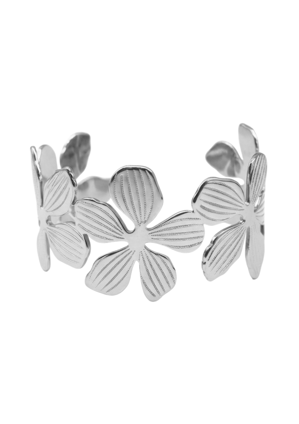 Jonc Fleur Manchette argent