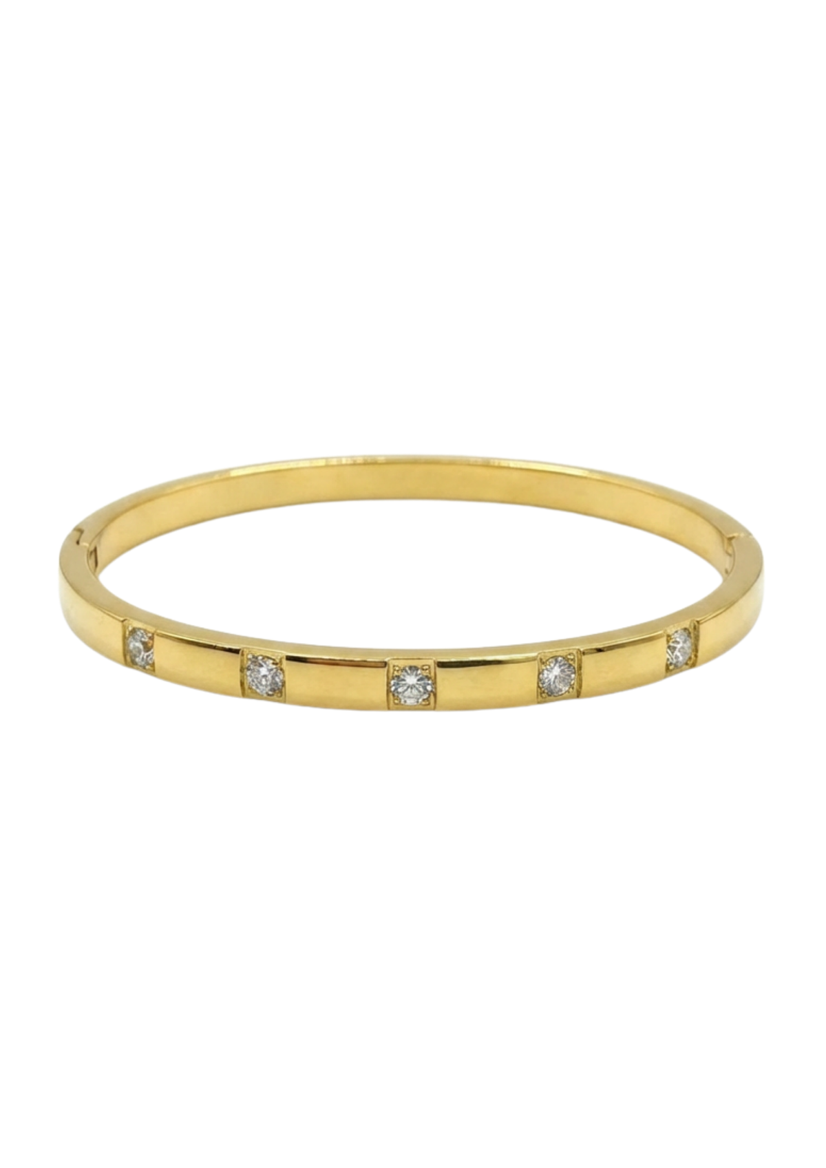 Jonc Rigide à Strass Carrés or