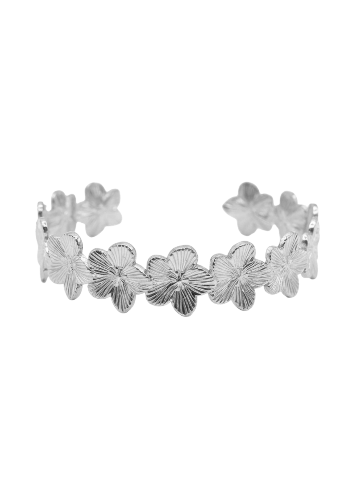 Jonc Ouvert Fleurs Gravées