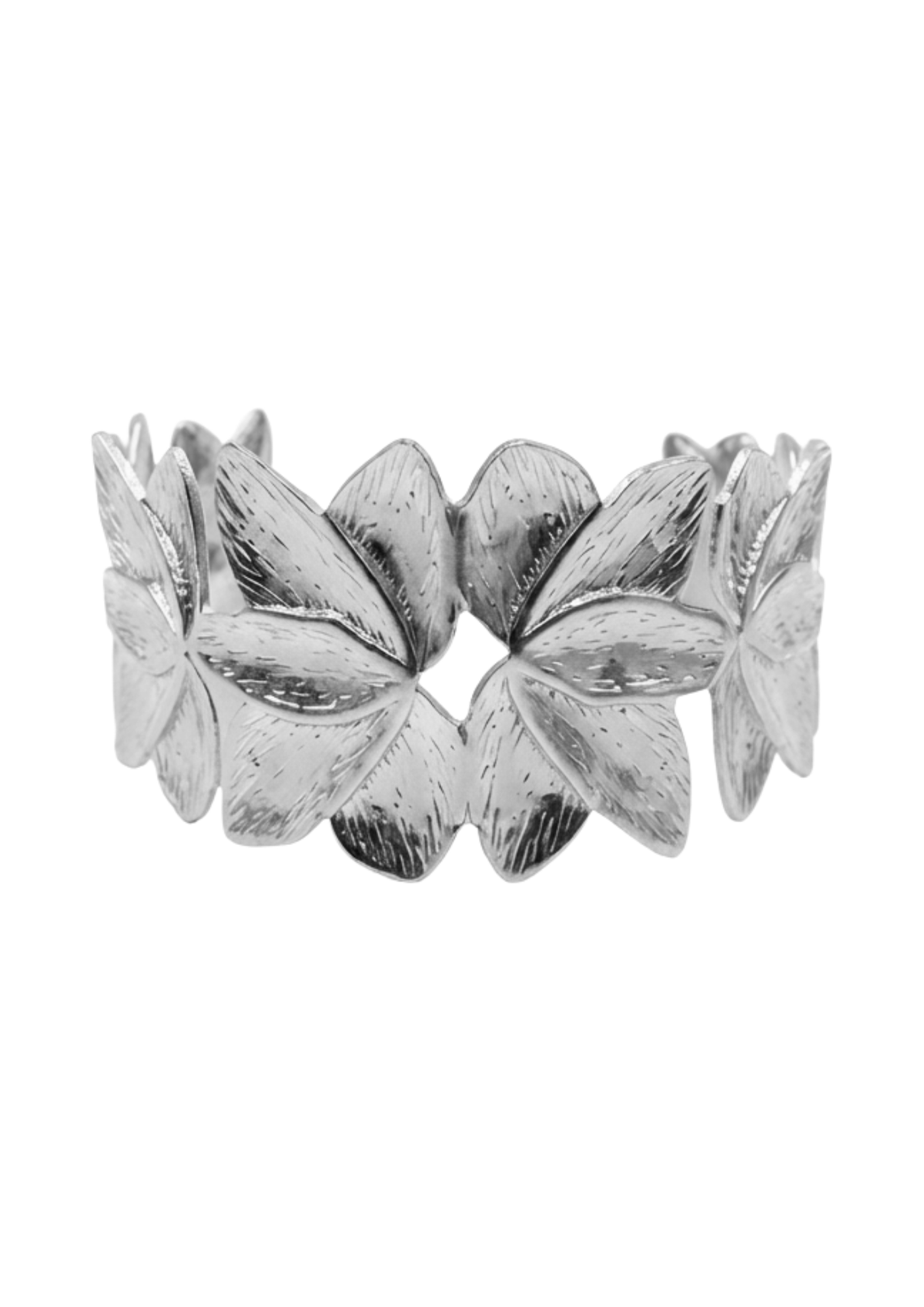 Jonc Manchette Large Fleurs acier