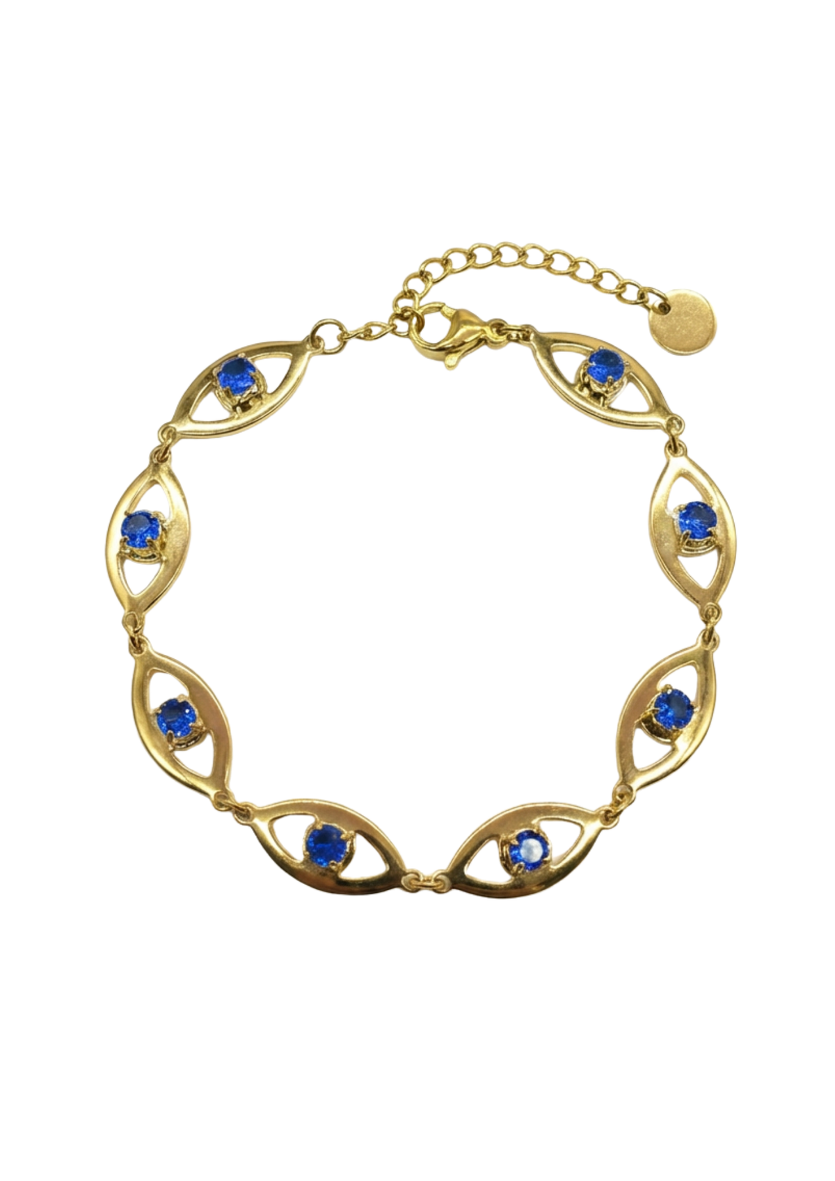 Bracelet Œil Protection Strass bleu