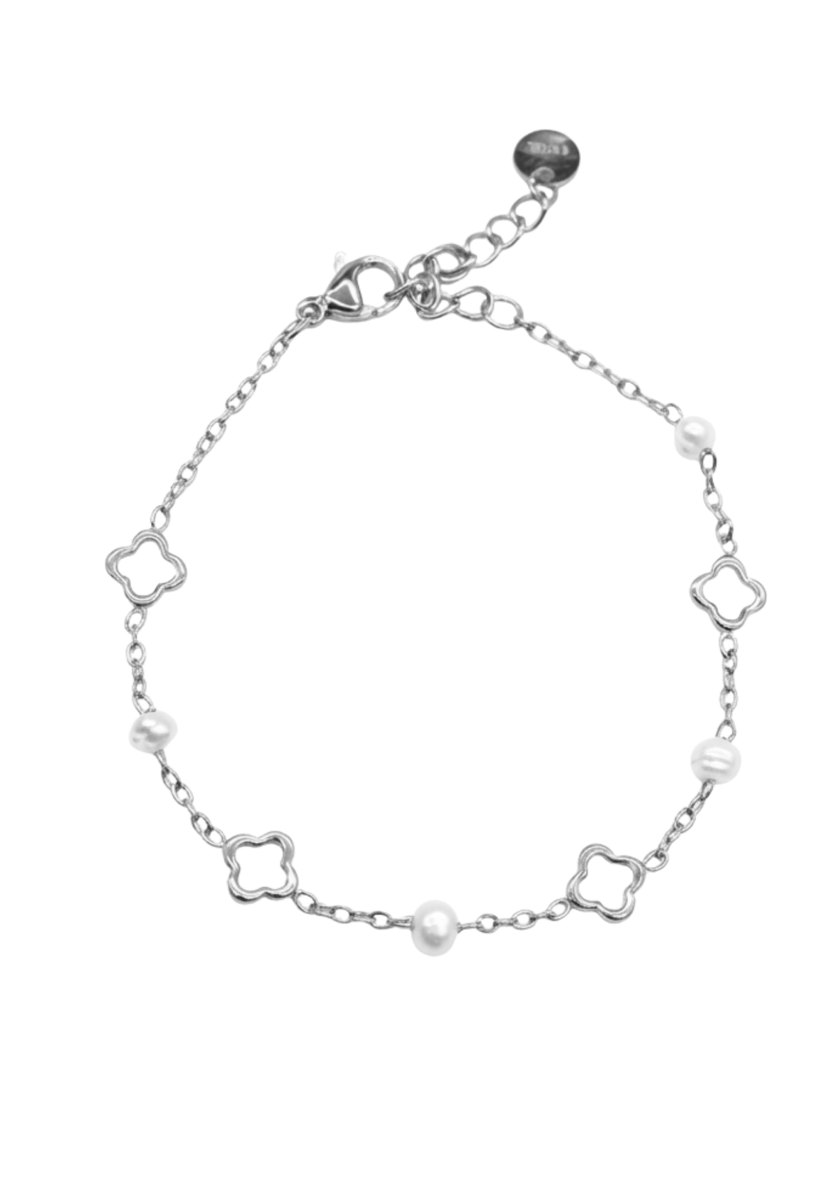 Bracelet Trèfle Perles Blanches
