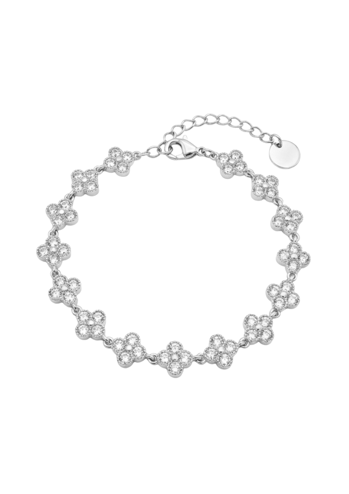 Bracelet Fleurs Strass argent