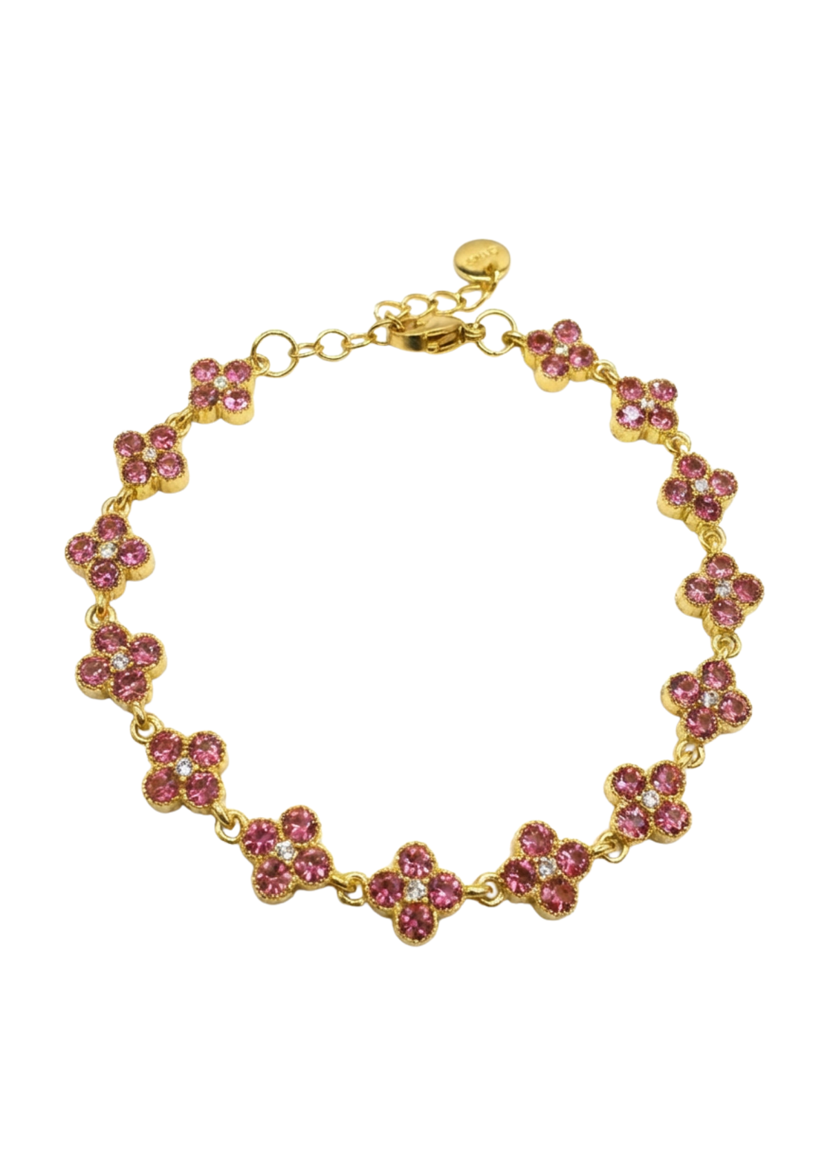 Bracelet Fleurs Strass rose