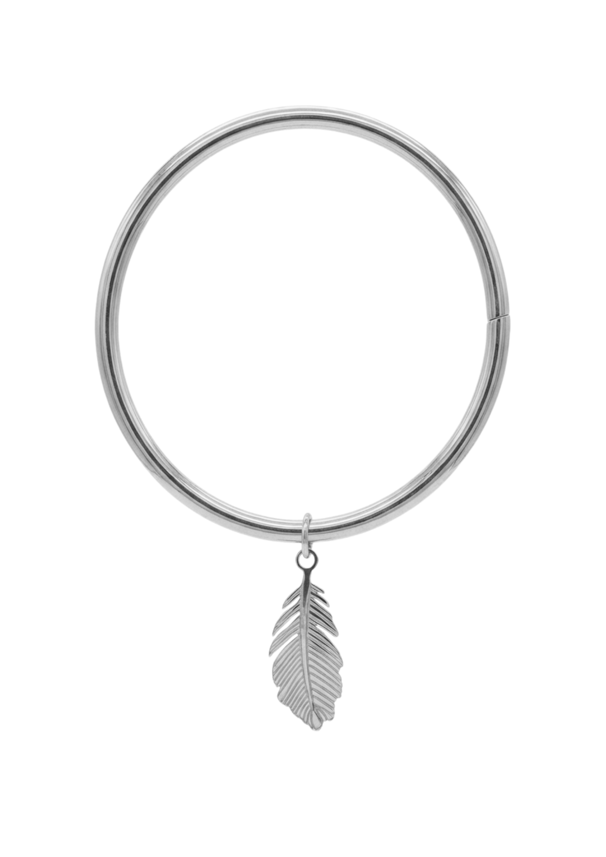 Jonc Breloque Plume argent