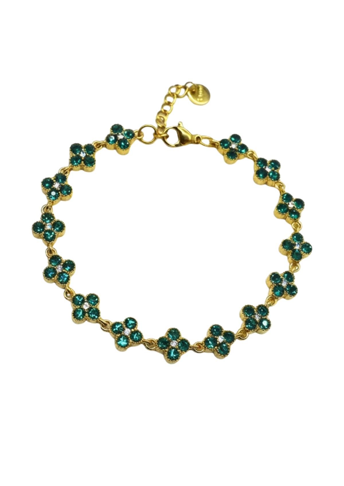Bracelet Fleurs Strass vert