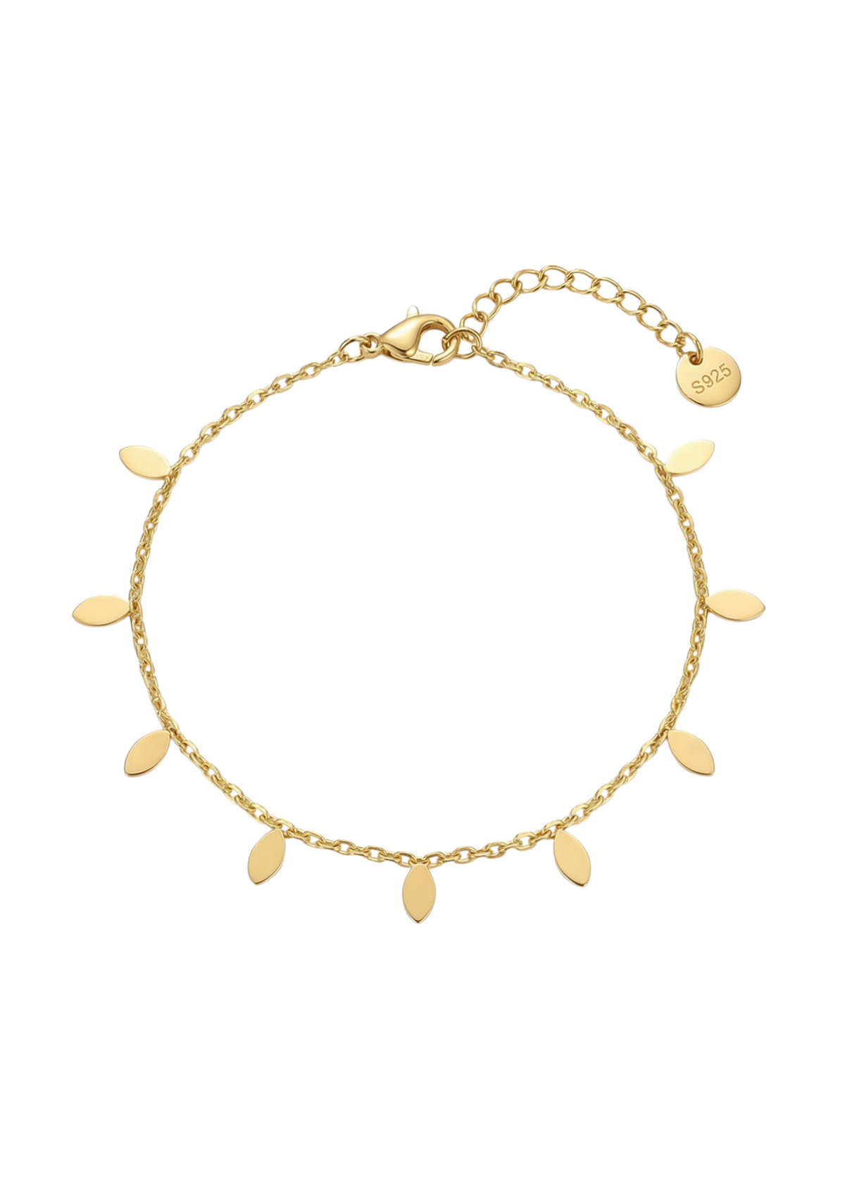 Bracelet Fin Feuilles or