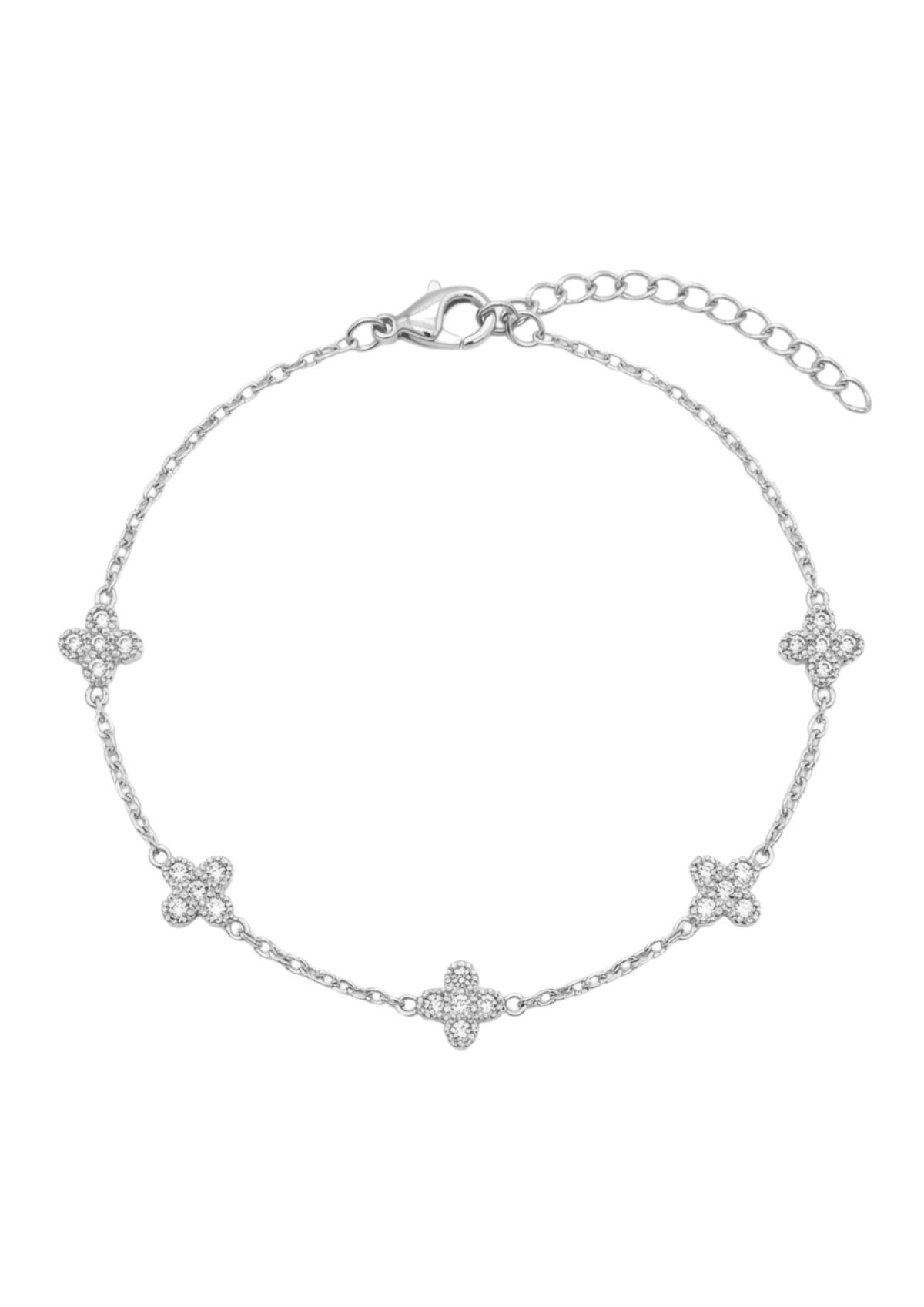 Bracelet Fin Trèfles Strass argent