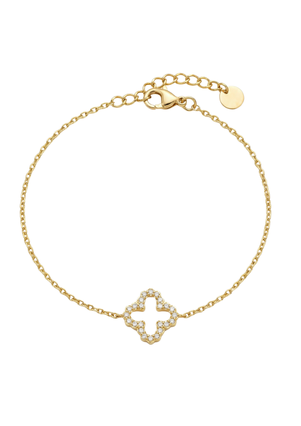 Bracelet Trèfle Ajouré Strass or