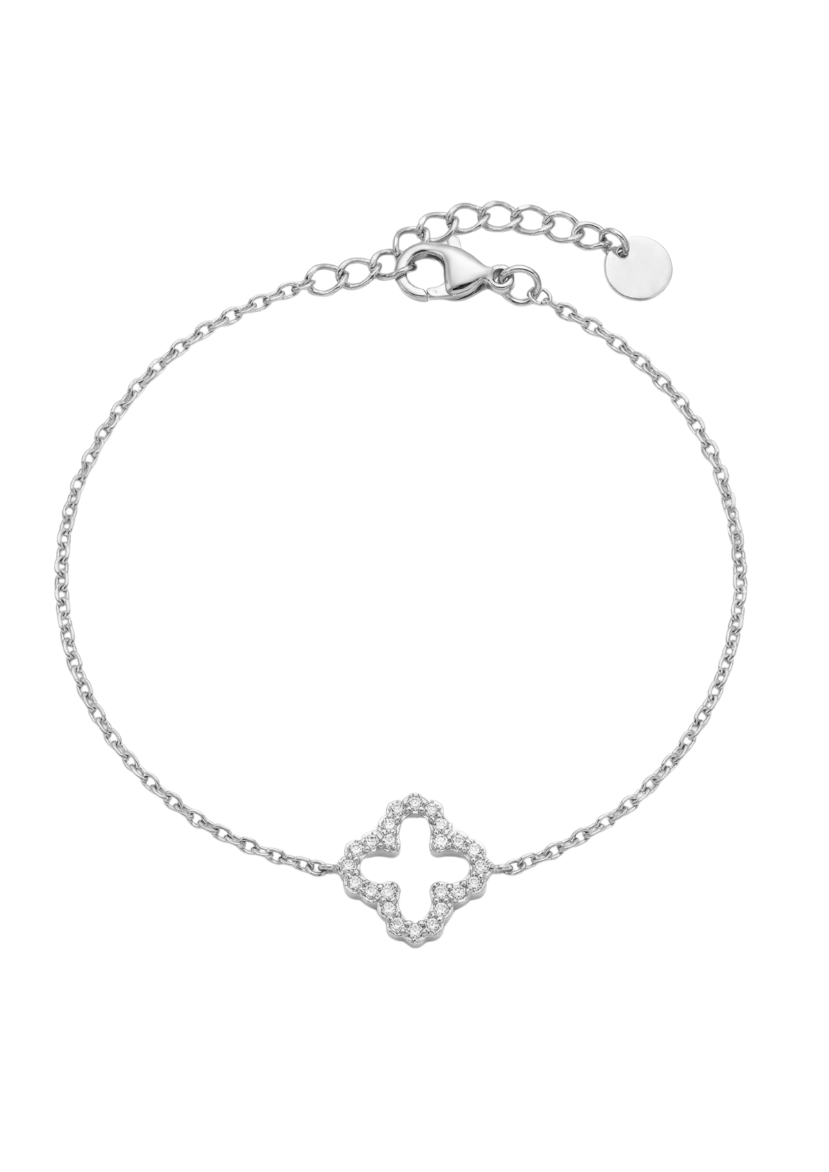 Bracelet Trèfle Ajouré Strass argent